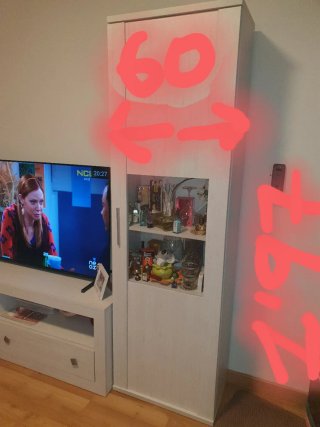 Mesa madera maciza, o Mueble+vitrina blnco veteado