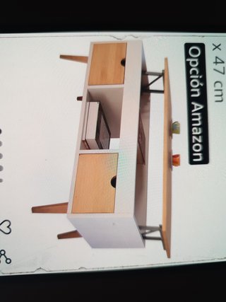 Mesa madera maciza, o Mueble+vitrina blnco veteado