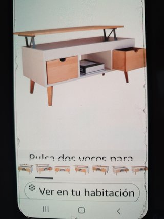 Mesa madera maciza, o Mueble+vitrina blnco veteado