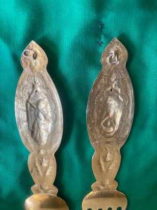 CONJUNTO ANTIGUO DE BRONCE DE CUCHARA Y TENEDOR