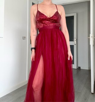 Vestido largo rojo Lentejuelas
