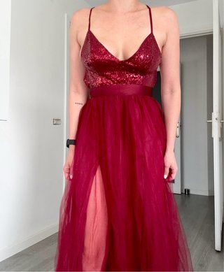 Vestido largo rojo Lentejuelas