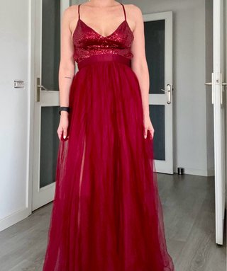 Vestido largo rojo Lentejuelas