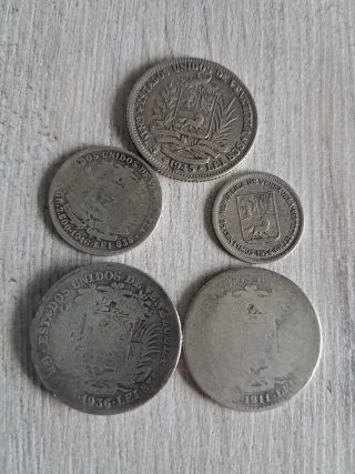 Monedas antiguas Estados unidos deVenezuela plata