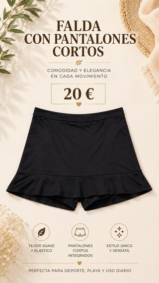 Falda negra con pantalón corto