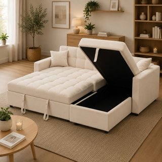 Sofá Cama Chaise Longue con Arcón 210cm