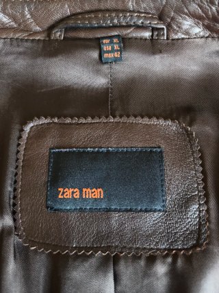 Chaqueta Americana Zara Man Piel Marrón T.52