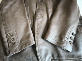 Chaqueta Americana Zara Man Piel Marrón T.52