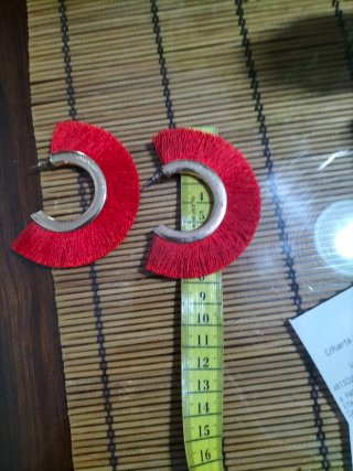 Pendientes Aro Rojos con Detalles Dorados