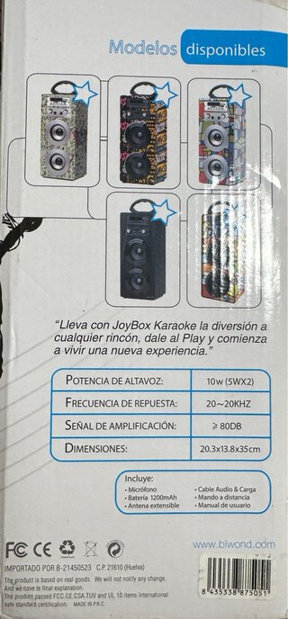 Altavoz JoyBox Karaoke con Mando