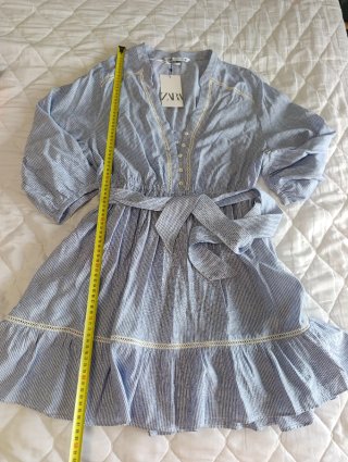 Vestido Zara Rayas Lino Viscosa Talla XL