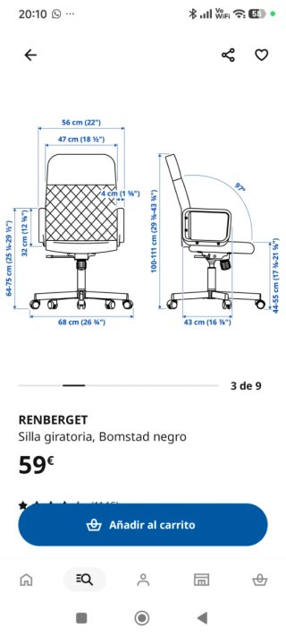 Silla escritorio IKEA Renberget + Ruedas silicona
