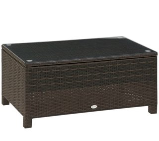 Mesa centro ratán gris y cristal