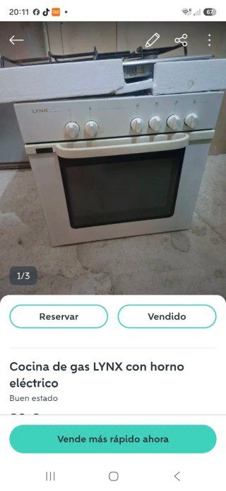 Cocina de gas LYNX con horno eléctrico