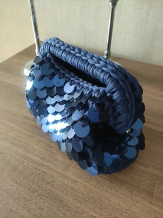 Pochette Blu con Paillettes