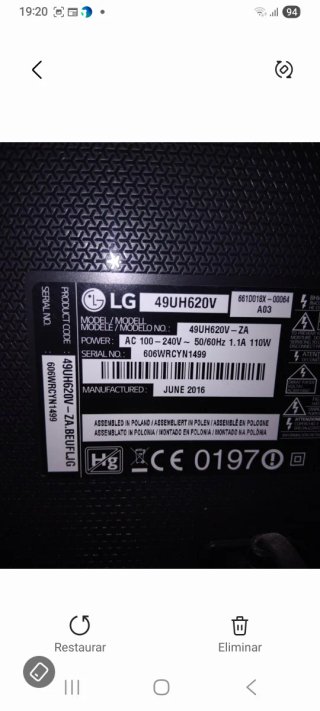 LG 49UH620V TV para piezas