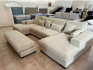 Sofá Cama Gris con Puff