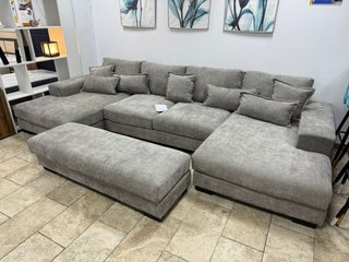 Sofá Cama Gris con Puff