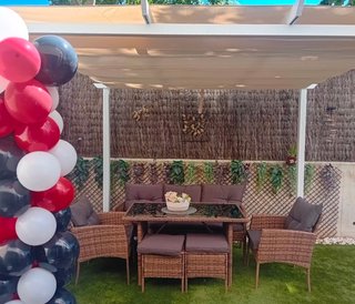 Conjunto Terraza Ratán Mesa y Sofá