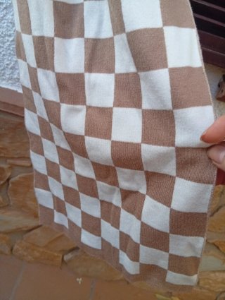 Bufanda cuadros marrón y blanco
