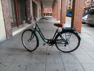 Bicicleta eléctrica de paseo verde
