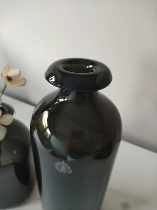 2 Jarrones Ikea Cristal Negro/Transparente 26 y 18