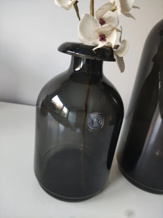 2 Jarrones Ikea Cristal Negro/Transparente 26 y 18