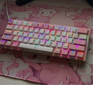Teclado mécanico 60% Redragon K617 blanco/rosa