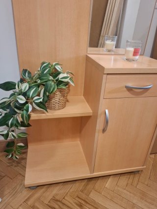 Mueble recibidor madera espejo