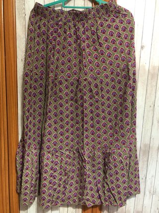 Falda larga boutique verde y morada