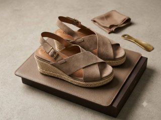 Sandalias cuña beige