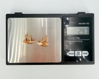 Pendiente de oro combinado 18k circonitas, 2.97 g.