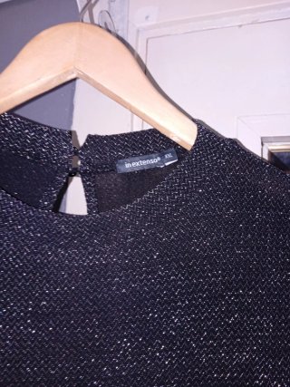 Vestido In Extenso XXL Negro/Gris Brillante
