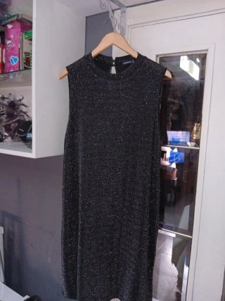 Vestido In Extenso XXL Negro/Gris Brillante