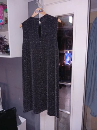 Vestido In Extenso XXL Negro/Gris Brillante