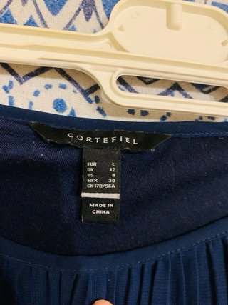 Blusa Cortefiel azul plisada
