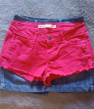 Lote falda vaquera y shorts rojos