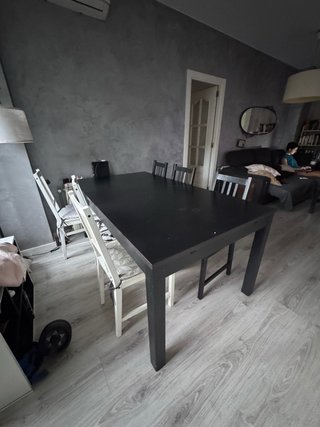 Mesa Comedor IKEA Negra + 6 Sillas