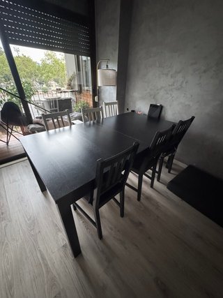 Mesa Comedor IKEA Negra + 6 Sillas