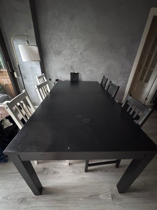 Mesa Comedor IKEA Negra + 6 Sillas