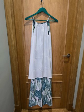 Vestido largo Shein hojas verdes