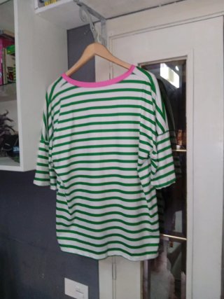 Blusa Emery Rose Rayas Verdes y Rosa Talla XL