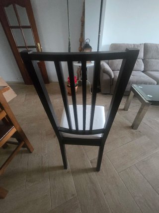 Seis Sillas IKEA Madera Tapizadas Beige/Negro