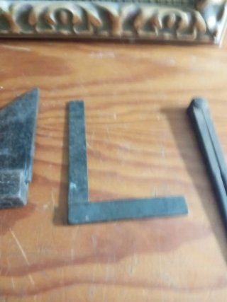 Lote herramientas antiguas: compás, escuadra