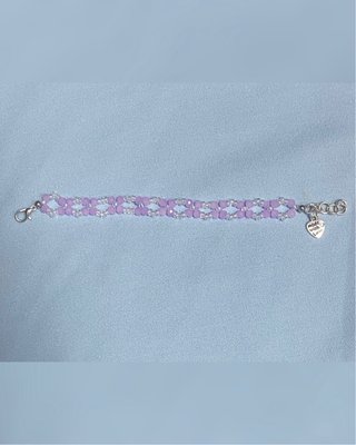 Bracciale perline lilla e trasparenti fatto a mano