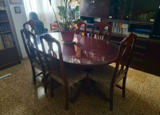 Mesa de comedor cristal y madera