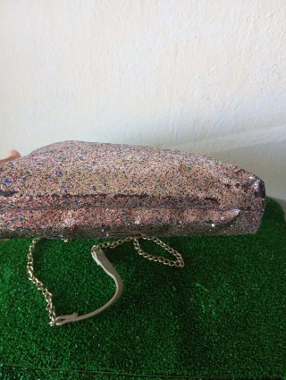 Bolso fiesta Springfield glitter rosa/plata
