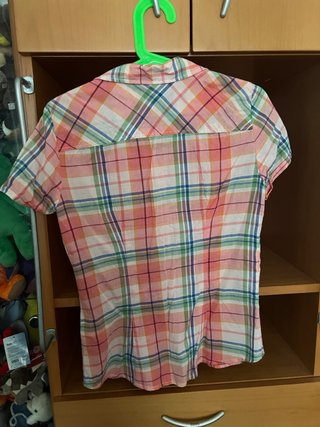 Camisa H&M cuadros rosa manga corta Talla S