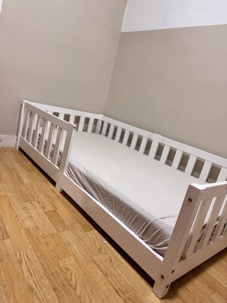 Cama infantil blanca 80x160 cm + colchón