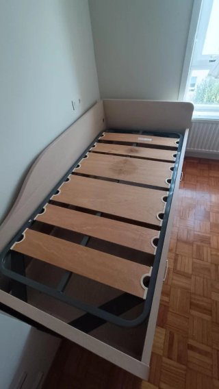 Cama juvenil madera beige con cajones